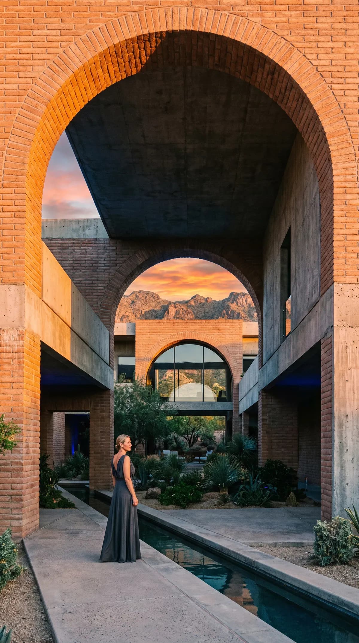 Sunset Through The Arch — architectural concept render