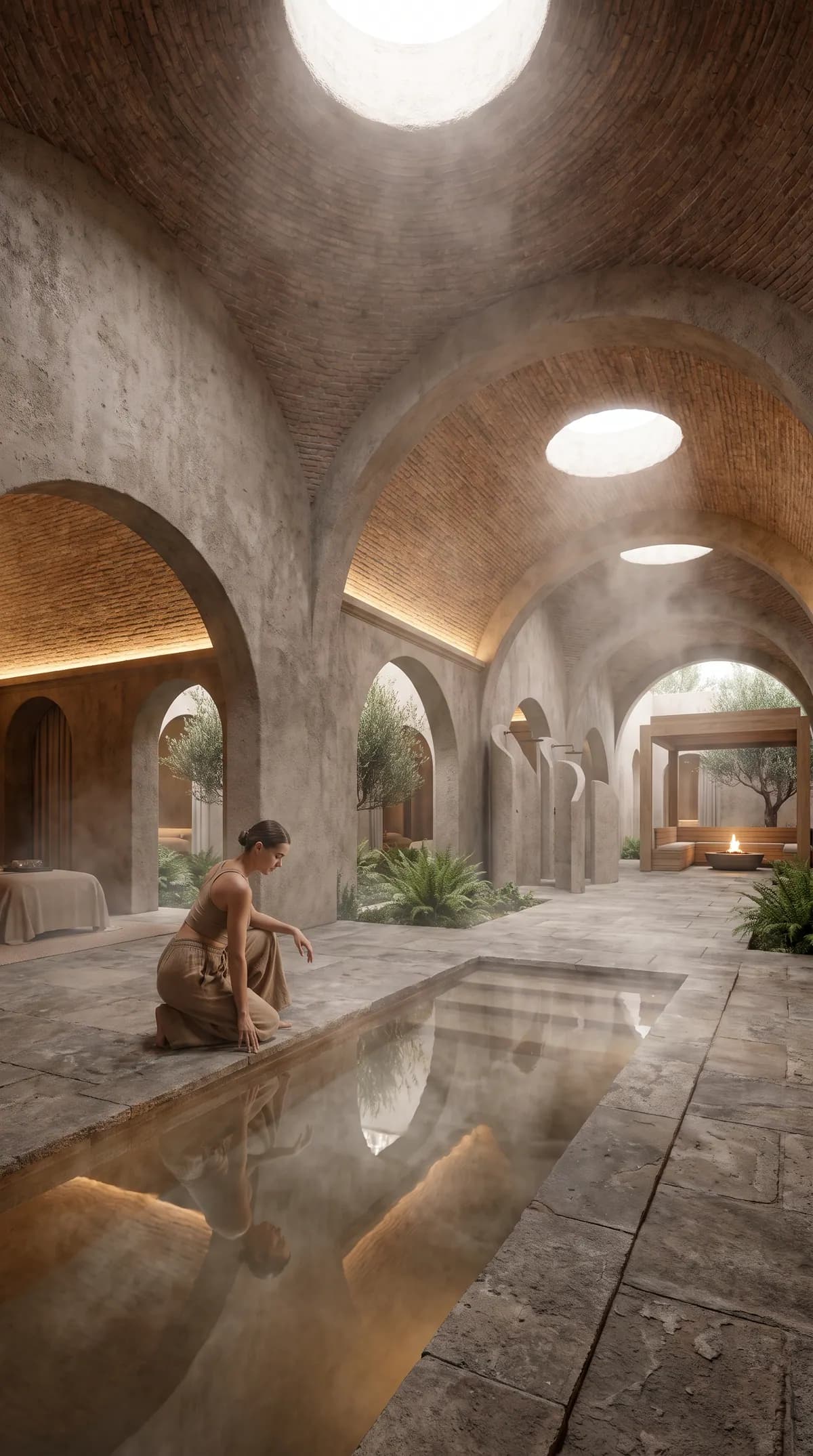Steam Under The Oculi — architectural concept render